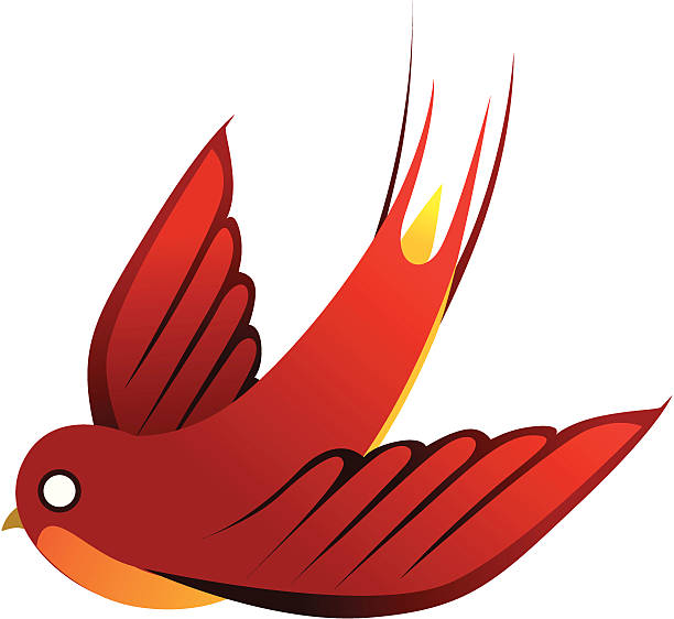 красный ласточка - phoenix fire tattoo bird stock illustrations
