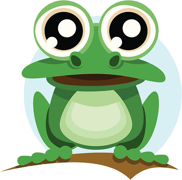 Frog with big eyes vector art illustration