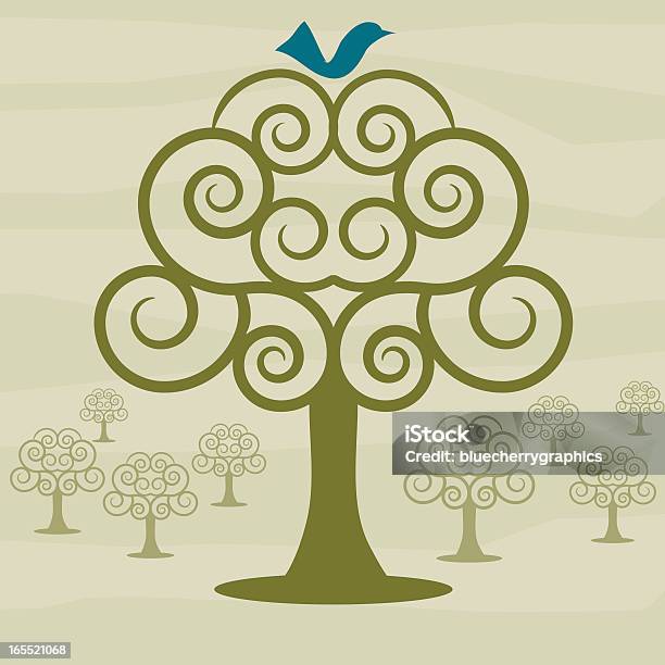 Bluebird In Dynamischen Orchard Stock Vektor Art und mehr Bilder von Baum - Baum, Illustration, Natur