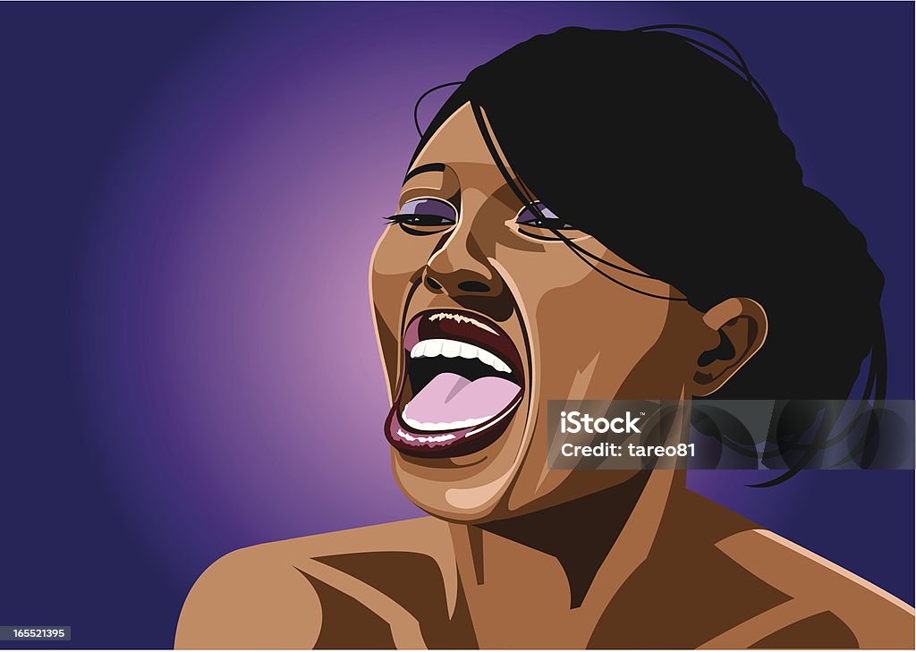Retrato de chica negra gritando y Riendo en voz alta - arte vectorial de Excéntrico libre de derechos