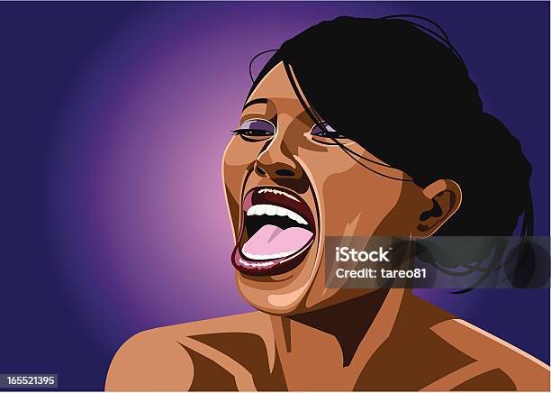Ilustración de Retrato De Chica Negra Gritando Y Riendo En Voz Alta y más Vectores Libres de Derechos de Excéntrico