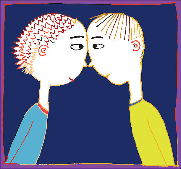 Eskimo kiss vector art illustration