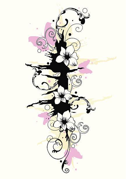 Grungy flowers vector art illustration