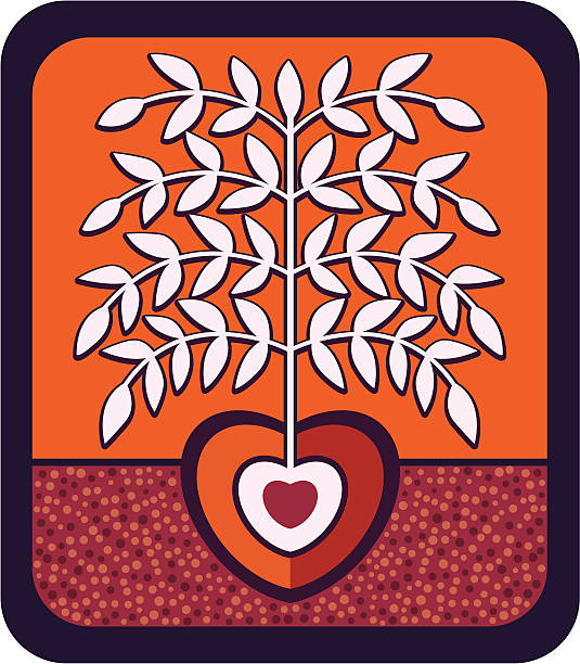 Symmetric Tree with Heart Shaped Root vector art illustration