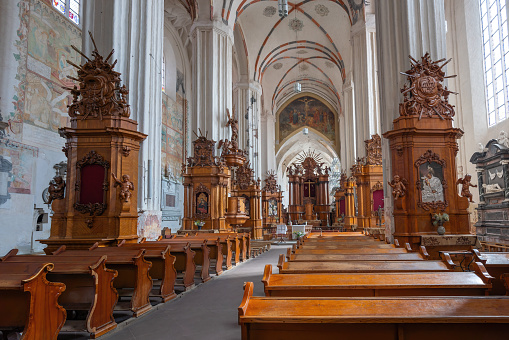 Vilnius, Lithuania - Jul 25, 2019: Bernardine Church Interior - Vilnius, Lithuania