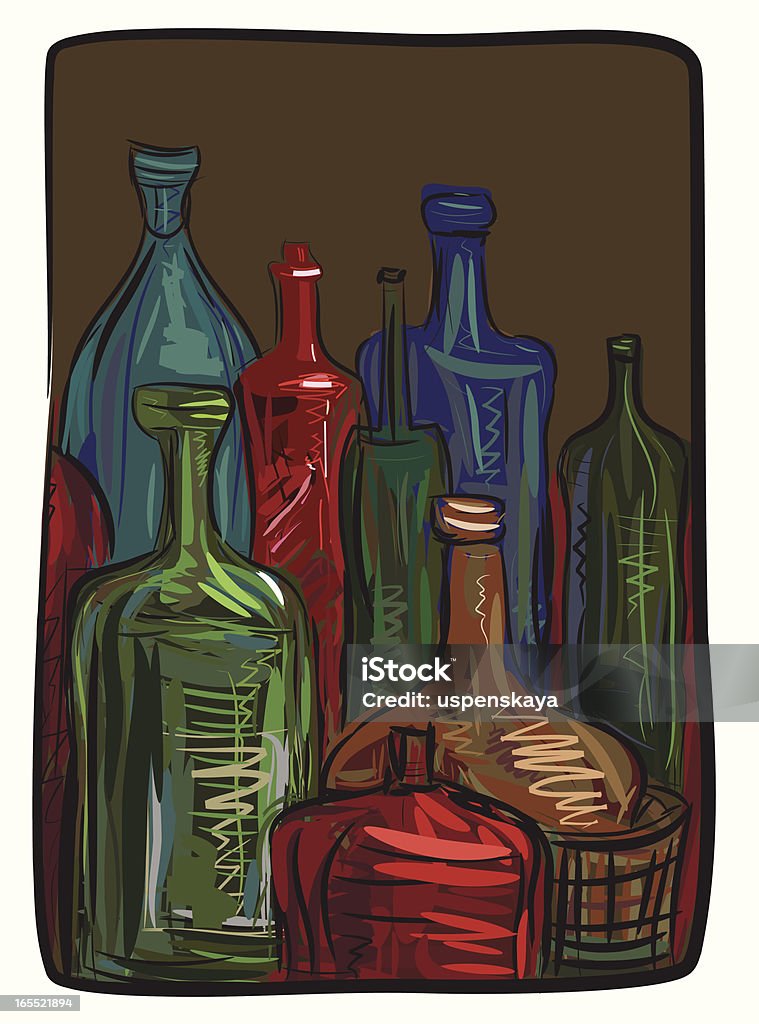Martwa natura z butelek - Grafika wektorowa royalty-free (Abstrakcja)