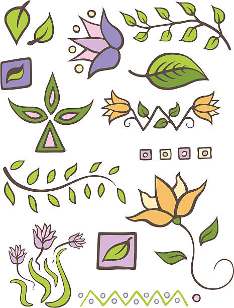 Floral Design Elements vector art illustration