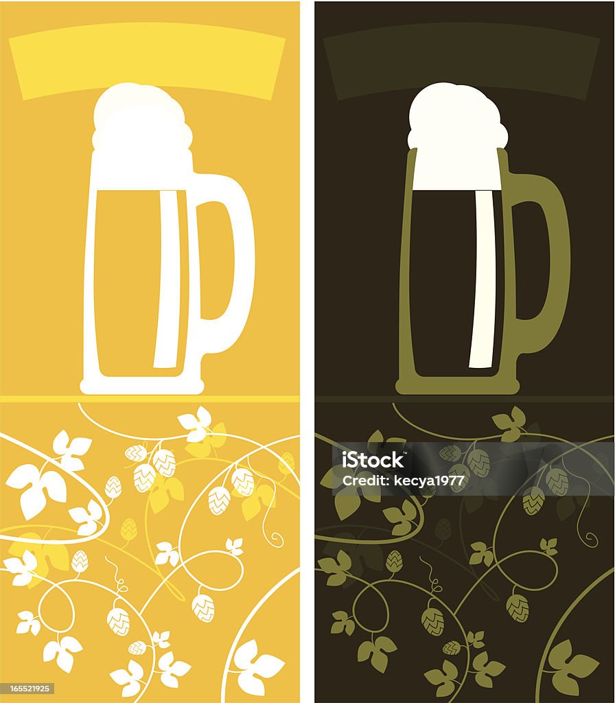 Leve e cerveja escura com padrão de pulo plantas - Vetor de Bebida alcoólica royalty-free