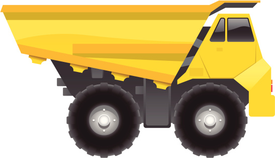 A yellow industrial dump truck. Also could be used as a toy truck.