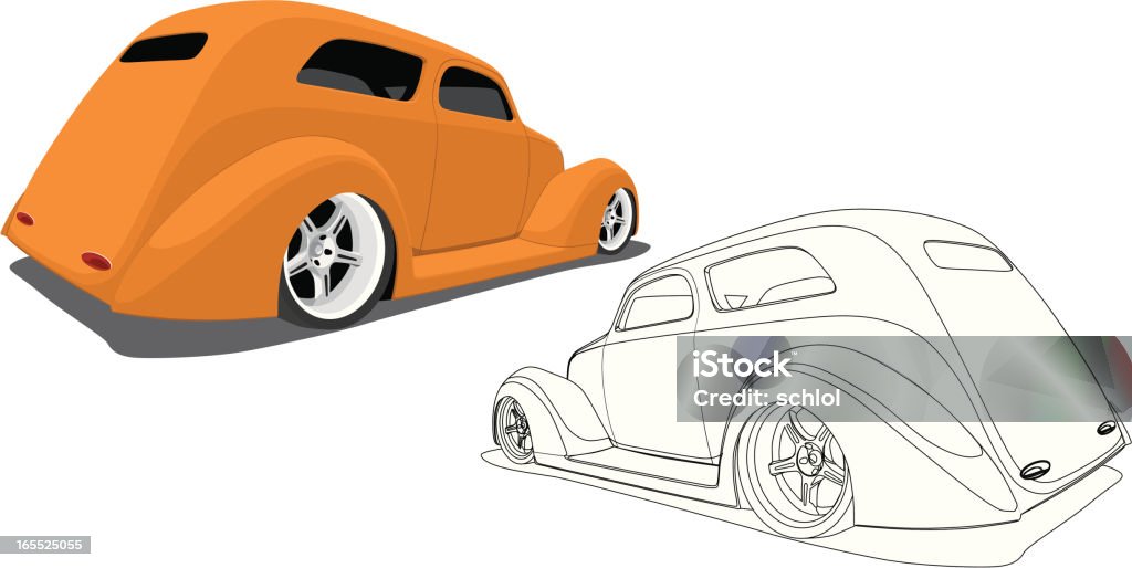 Orange Hot Rod A Vector Orange Hot Rod, saved in layers for easy editing.  Line drawing included in EPS too. 1930-1939 stock vector