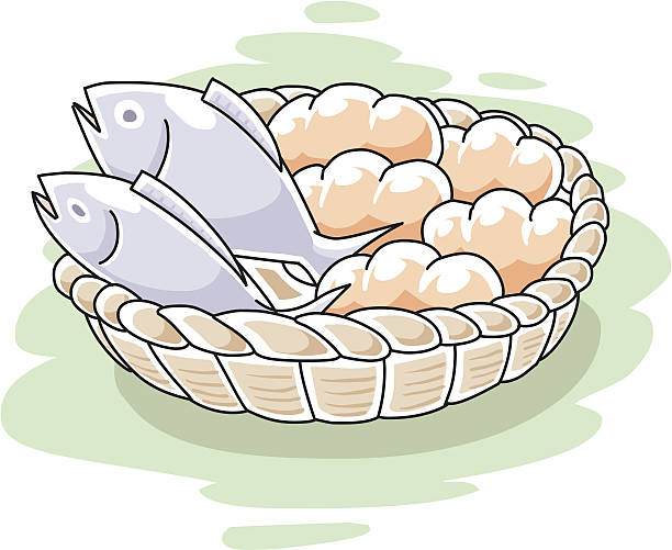 ilustrações de stock, clip art, desenhos animados e ícones de peixes e loaves - miracle food