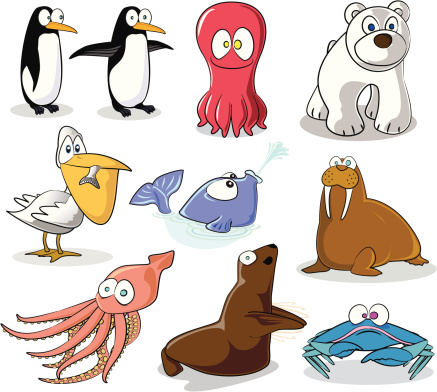 Ilustración de Frío Clima De Dibujos Animados De Animales y más Vectores  Libres de Derechos de Cangrejo azul - Cangrejo azul, Pelícano, Pingüino -  iStock