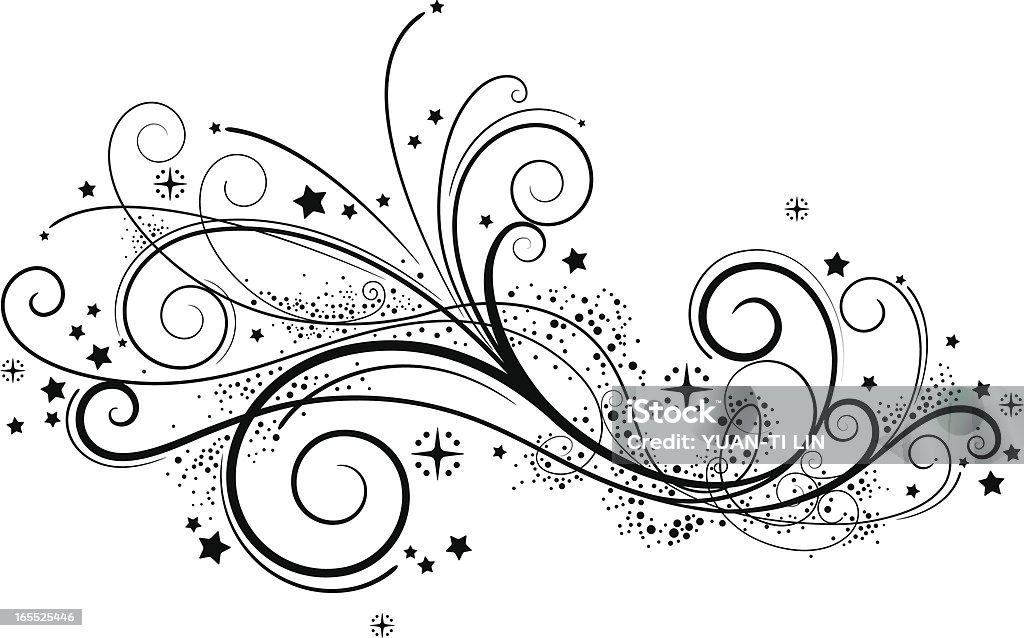 Fancy Swirls Gothic Elegance, Creativity Element. Manifestation of Fantasy. Star Shape stock vector