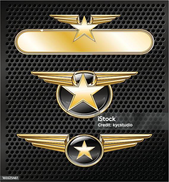 Étoiles Dorées Vecteurs libres de droits et plus d'images vectorielles de Armoiries - Armoiries, Armée, Armée de l'air
