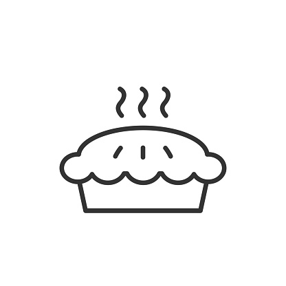 Pie line icon with editable stroke. Food symbol. Vector illustration.