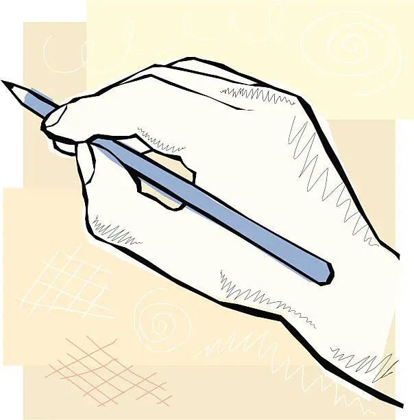 Vector illustration of Hand holding a pencil