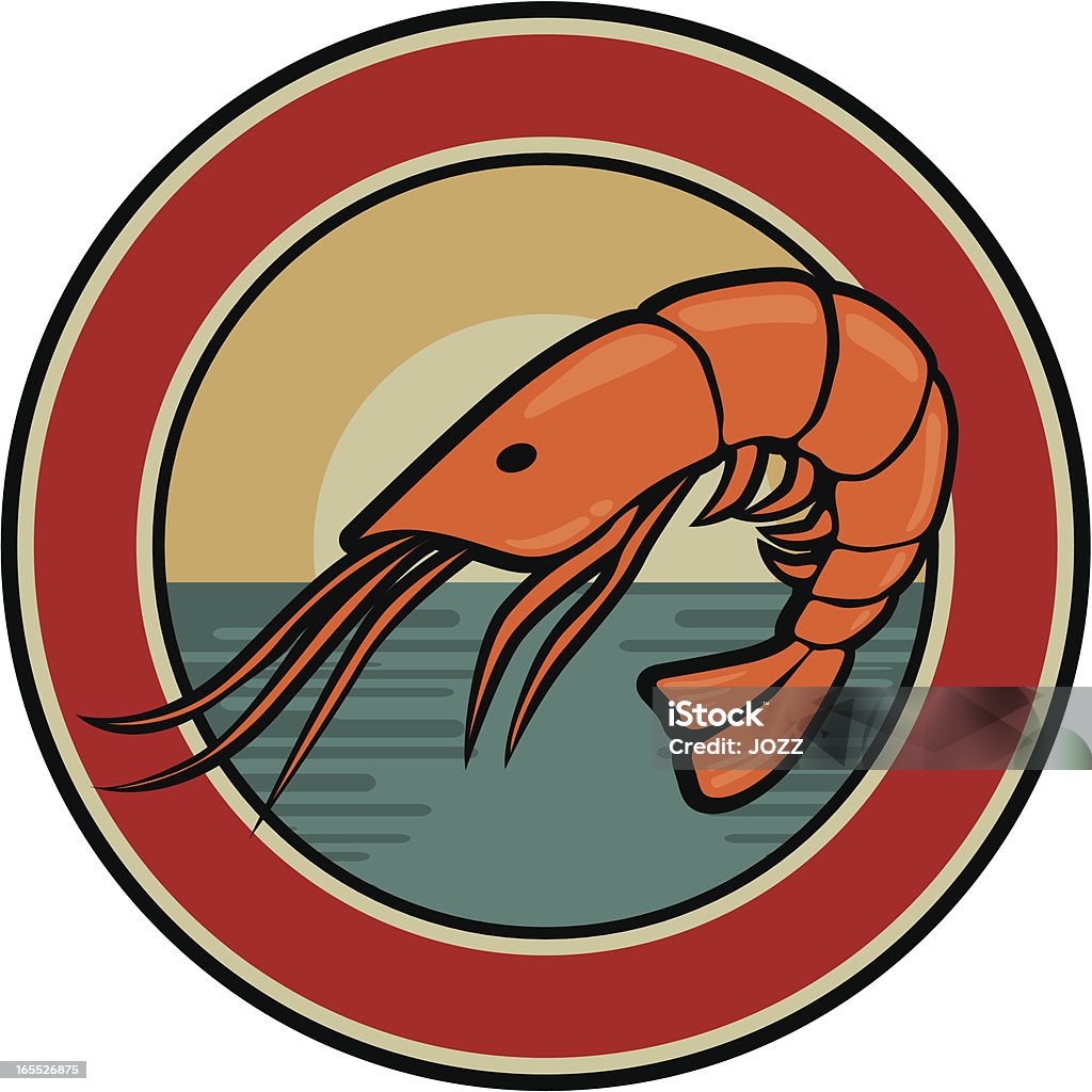 prawn emblem seafood round insignia Animal stock vector