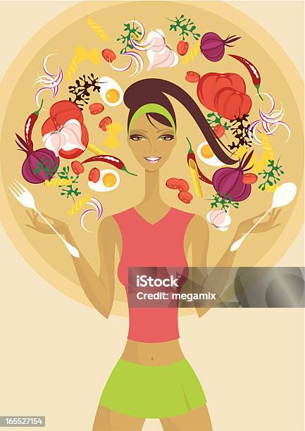Dieta Saudável - Arte vetorial de stock e mais imagens de Corpo humano - Corpo humano, Salada, Proteína