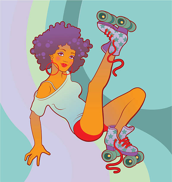 Roller_Girl Vector illustration of roller skating girl. ear piercing clip art stock illustrations