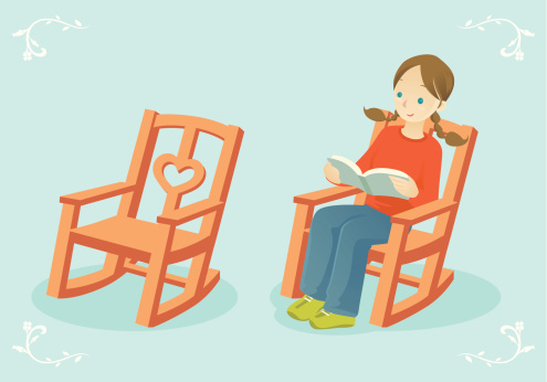 reading in a rocking chair