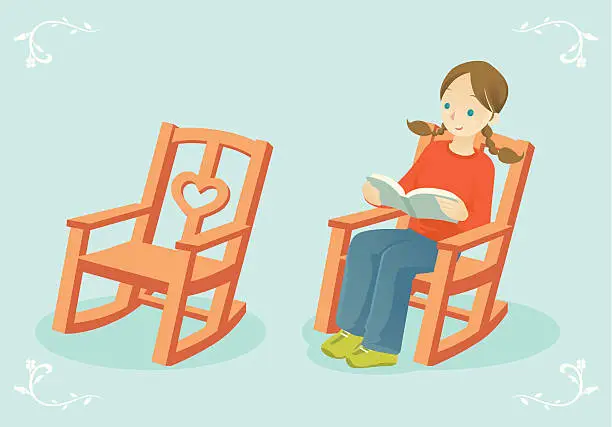 Vector illustration of reading in a rocking chair