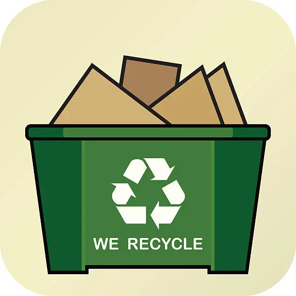 Vector illustration of Recycling Bin-cardboard