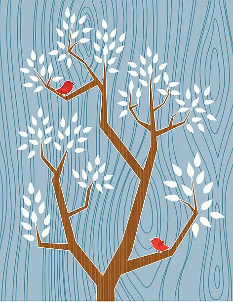 Vector illustration of Two Red Birds