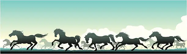 Vector illustration of Wild horses
