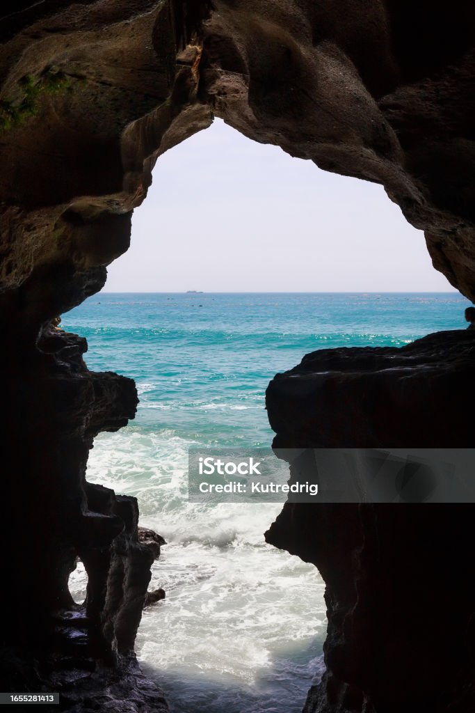 View of the The Caves of Hercules in Cape Spartel, Morocco. Is an archaeological cave complex near Atlantic Ocean, situated 14 kilometres west of Tangier, the popular tourist attraction. Africa Stock Photo