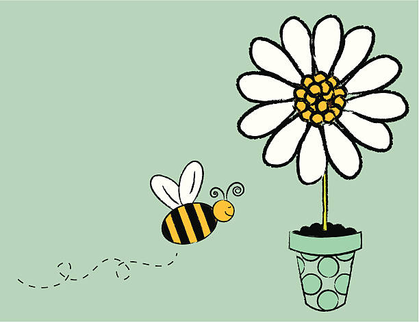 illustrations, cliparts, dessins animés et icônes de abeille volant - flower backgrounds single flower copy space