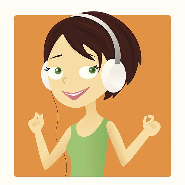 Vector illustration of Girl with Headphones