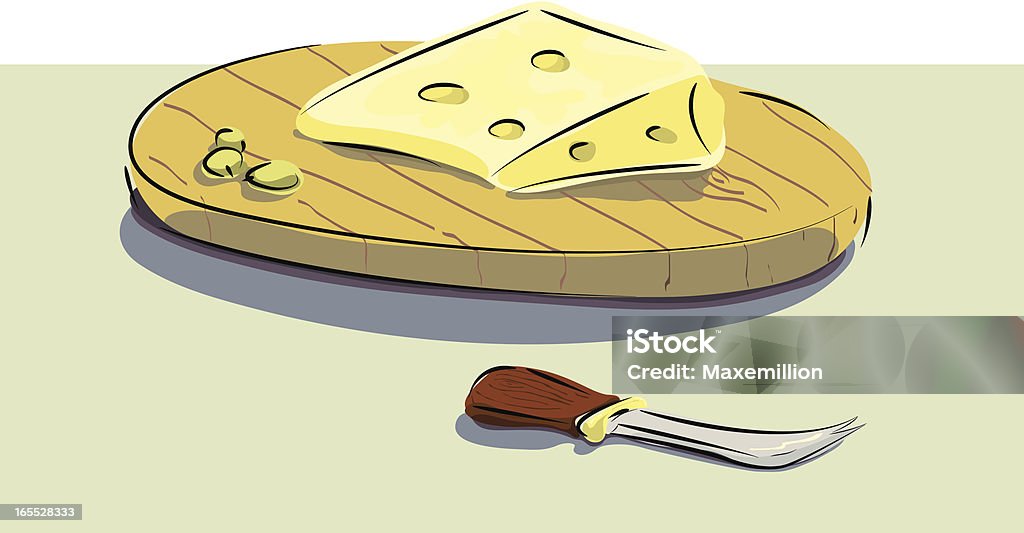 Formaggio, UVA, Cheeseboard e coltello. - arte vettoriale royalty-free di Tagliere per formaggi