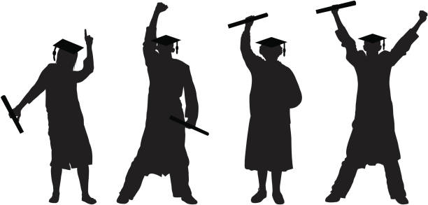 졸업생 응원함 - graduation women fist celebration stock illustrations