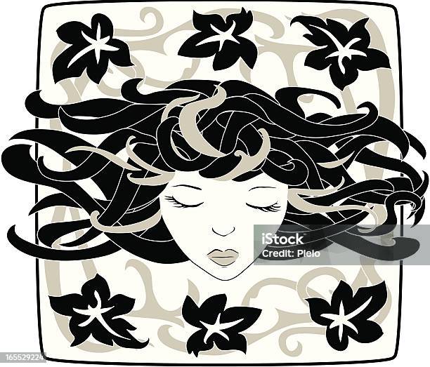 Sognare Medusa Ragazza Semplice Stampa Vintage Stile Illustrazione - Immagini vettoriali stock e altre immagini di Onirico