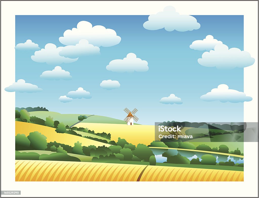 田園風景に囲まれて、フィールドや製粉小麦 - 田畑のロイヤリティフリーベクトルアート