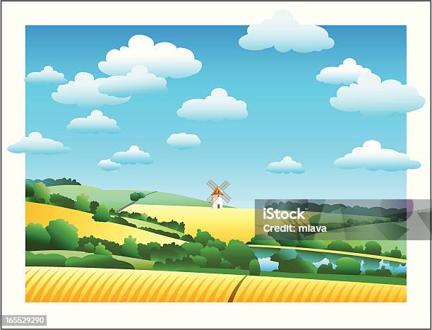 田園風景に囲まれてフィールドや製粉小麦 - 田畑のベクターアート素材や画像を多数ご用意 - 田畑, 小麦, 河川