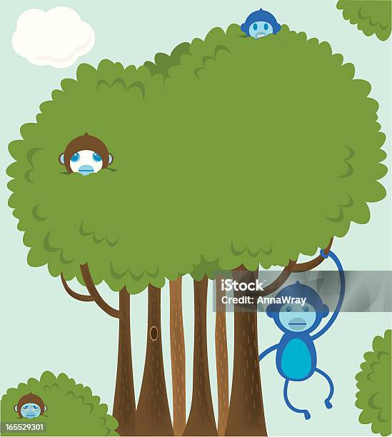 Monkey Tree Visual Monkey Tree Stock Illustration - Download Image Now - Animal, Blue ...