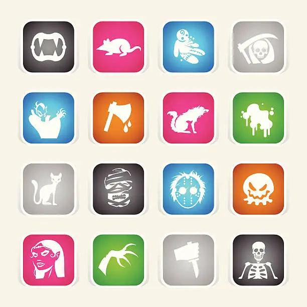 Vector illustration of Multicolor Icons - Horror