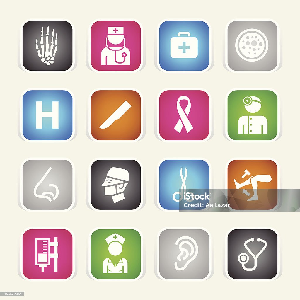 Multicolor iconos de Hospital - arte vectorial de Abundancia libre de derechos