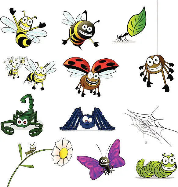 Vector illustration of Cartoon Insects