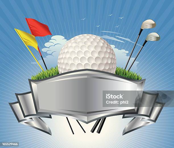 Golfball Mit Metallicwappen Stock Vektor Art und mehr Bilder von Blau - Blau, ClipArt, Einzelner Gegenstand