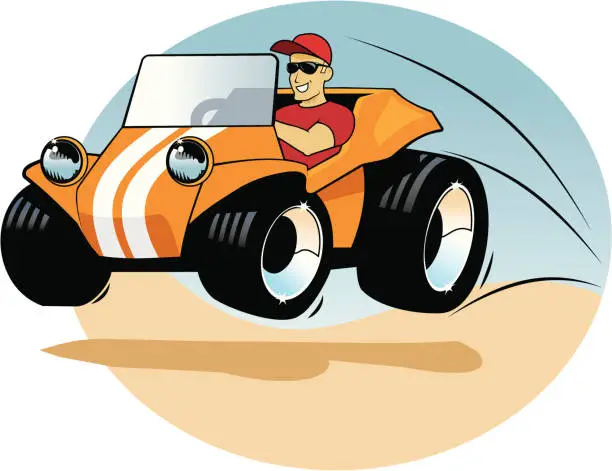 Vector illustration of Dune Buggy Guy