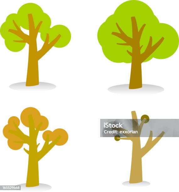 Four Seasons Tree Stock Illustration - Download Image Now - Abstract, Bare Tree, Icon Symbol