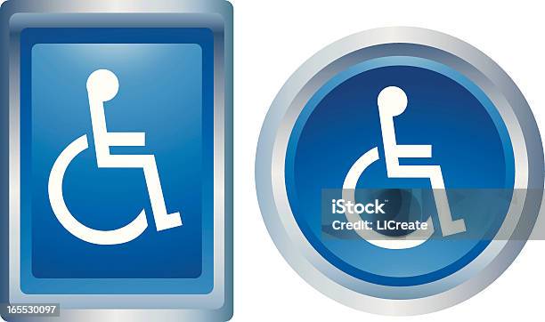Vetores de Botão De Ícone De Pessoas Com Deficiência e mais imagens de Acesso para deficientes - Acesso para deficientes, Azul, Botão - Peça de Máquina