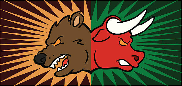 베어, 불 주식 시장 - bull bear stock market new york stock exchange stock illustrations