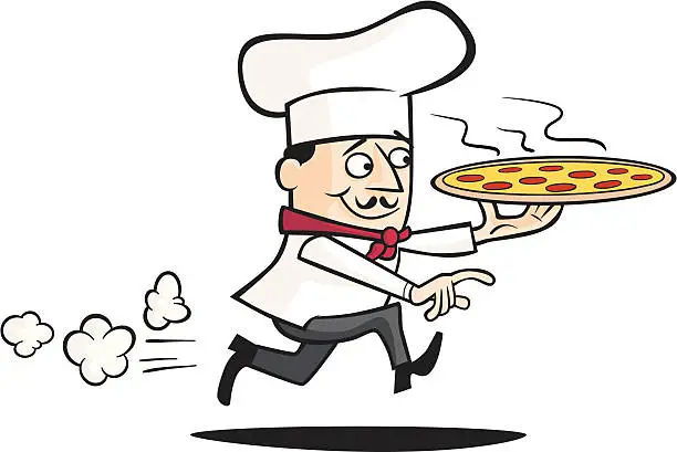 Vector illustration of Chef Delivering a Pizza