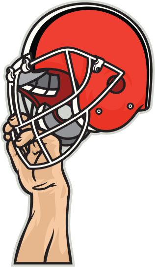 This football helmet illustration comes with a black and white zipped version.