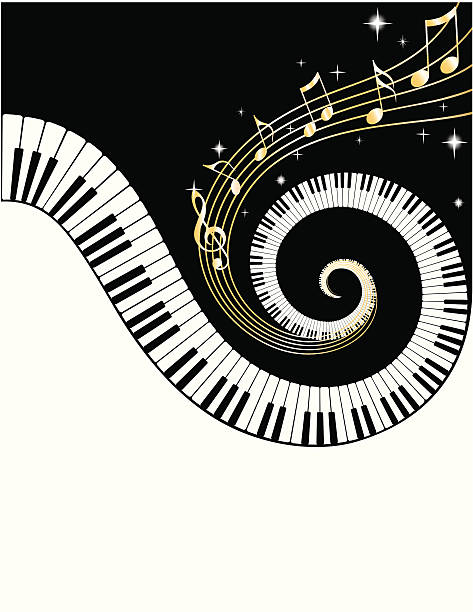 Tasti di pianoforte e golden note - illustrazione arte vettoriale