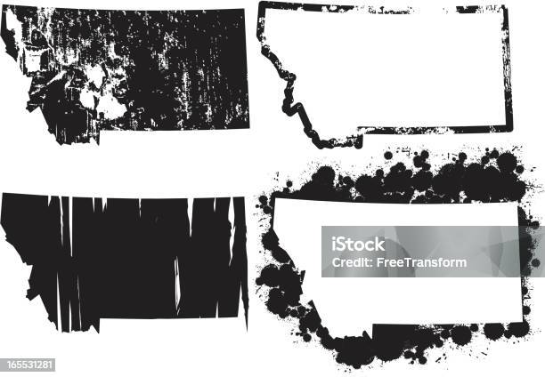 Stati Uniti Di Grungemontana - Immagini vettoriali stock e altre immagini di Montana - Montana, Carta geografica, Contorno - Forma