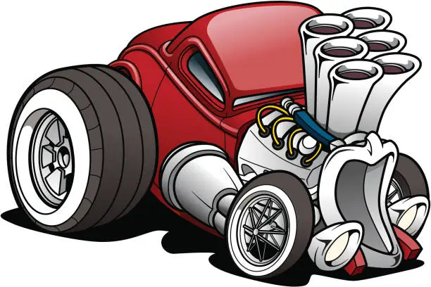 Vector illustration of Cartoon Hot Rod